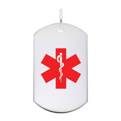 Dog Tag Medical Symbol Charm 14K White Gold -10-8399-73-14kw
