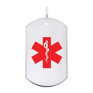 Dog Tag Medical Symbol Charm 14K White Gold -10-8399-73-14kw