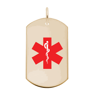 Dog Tag Medical Symbol Charm Gold Plated  -10-8399-73-gp