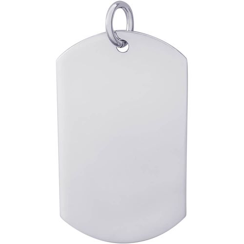 Dog Tag Polished Finish Charm - Sterling Silver - 10-8400