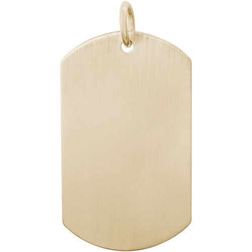 Dog Tag Satin Finish Charm - Gold Plated - 10-8399