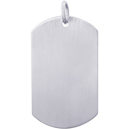 Dog Tag Satin Finish Charm - Sterling Silver - 10-8399