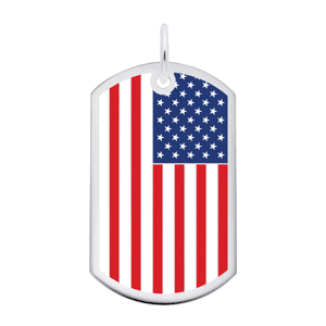 Dog Tag Usa Flag Charm Sterling Silver -10-8399-70-ss
