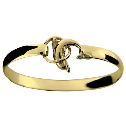 Dolphin Circle Hook Bracelet - 14K Yellow Gold 6mm 7.5 Inch