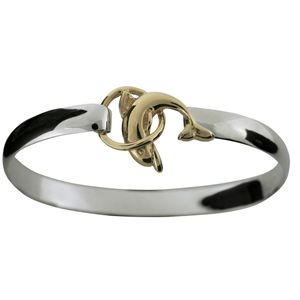 Dolphin Circle Hook Bracelet - Sterling Silver & 14K Gold 6mm 7 Inch