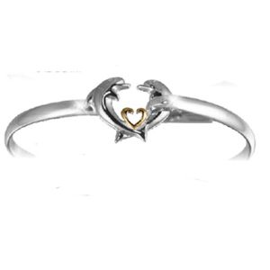 4mm Dolphin Heart Hook Bracelet W/14ky Heart 7.0  - C4DOLHRT70