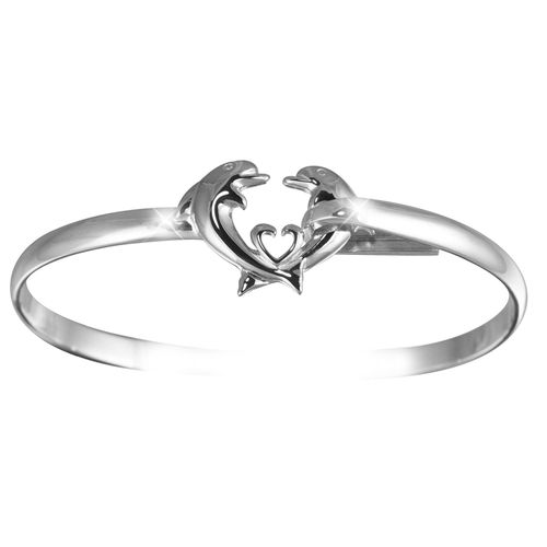 Dolphin Heart Hook Bracelet - Sterling Silver 4mm 6.5 Inch