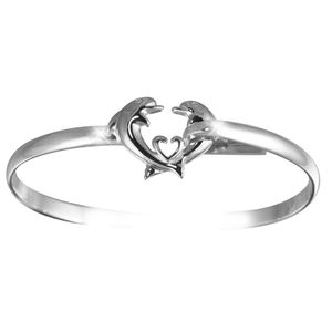 Dolphin Heart Hook Bracelet - Sterling Silver 4mm 8 Inch