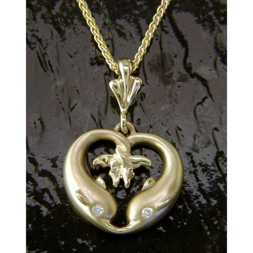 Dolphin Heart Pendant - 14K Gold  - SD-FP012