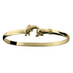 Dolphin Hook Bracelet - 14K Yellow Gold 4mm Wide