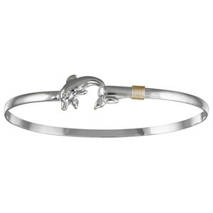 Dolphin Hook Bracelet - Sterling Silver & 14K Gold 3mm 6.5 Inch
