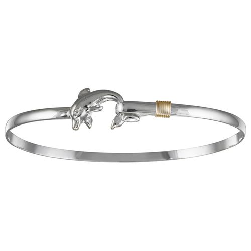 Dolphin Hook Bracelet - Sterling Silver & 14K Gold 3mm 7 Inch