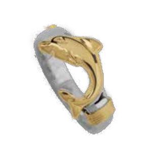 Dolphin Hook Rings W/14ky Dophin & Wraps 7.0  - RC42CDOL70