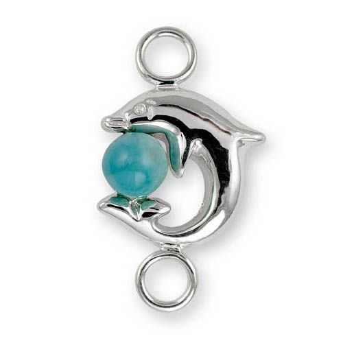 Dolphin Larimar Bracelet Clasp - 14K Yellow Gold