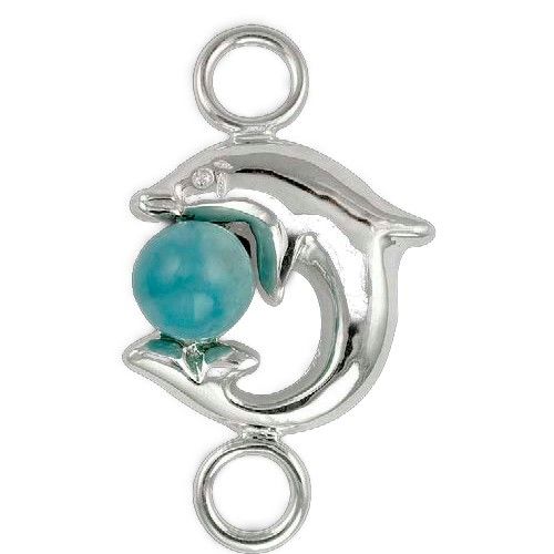 Dolphin Larimar Clasp Sterling Silver Rhodium Plated - SCCDL-R