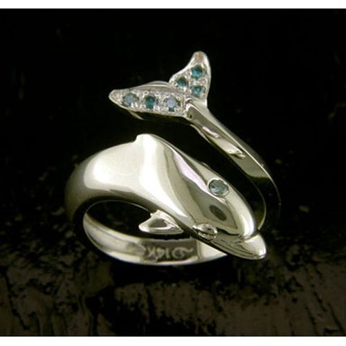 Dolphin Ring - 14K White Gold  - SD-F007WDB