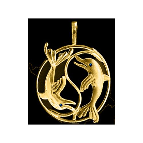Dolphin Ying Yang Pendant - 14K Yellow Gold
