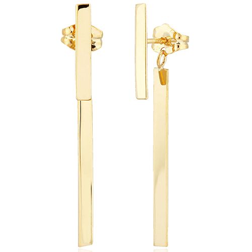 Double Bar Drop Earrings - 14K Yellow Gold
