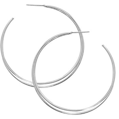 Double Crossover Hoop Earrings - Sterling Silver - 14073-SS