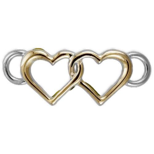 Double Heart Clasp Rhodium Plated Sterling Silver W /14ky Accent - TTCCDH-R