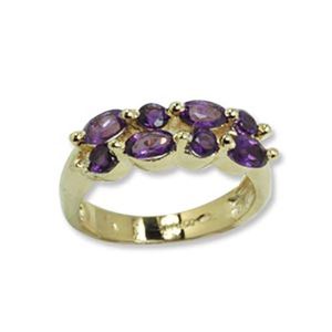 Double Linear Amethyst Ring - 14K Yellow Gold Size 7