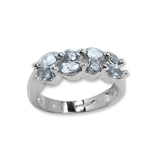 Double Linear Aqua Ring - 14K White Gold Size 7
