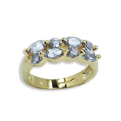 Double Linear Aqua Ring - 14K Yellow Gold Size 7
