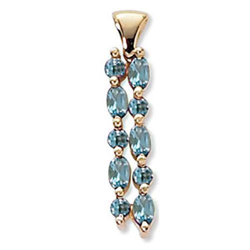 Double Linear Blue Topaz Pendant - 14K Yellow Gold