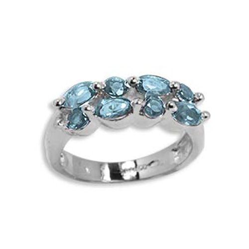Double Linear Blue Topaz Ring - 14K White Gold Size 7