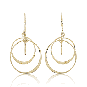 Double Link Interlock Circles Earrings - 14K Yellow Gold - 14193