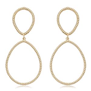Double Pearshape Twist Drop Earrings - 14K Yellow Gold