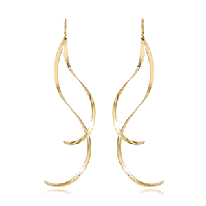 Double Twist Flat Wire Drop Earrings - 14K Yellow Gold