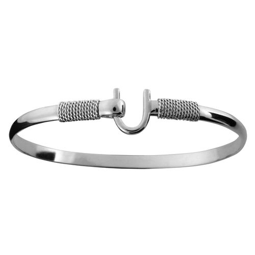 Double Wraps Hook Bracelet - Sterling Silver 4mm 6.5 Inch