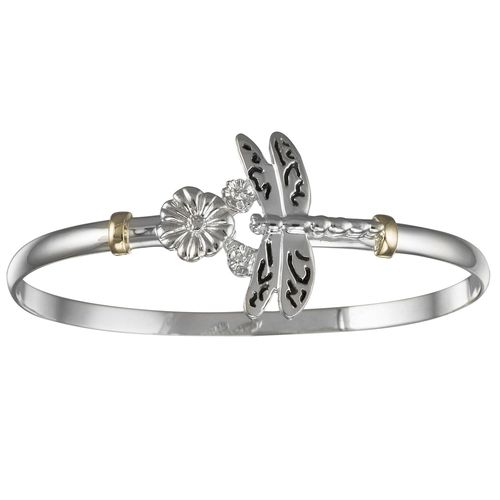 Dragonfly Hook Bracelet - Sterling Silver & 14K Gold 4mm 6.5 Inch