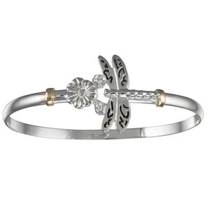 Dragonfly Hook Bracelet - Sterling Silver & 14K Gold 4mm 6.5 Inch
