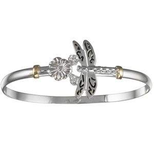 Dragonfly Hook Bracelet - Sterling Silver & 14K Gold 4mm 7.5 Inch