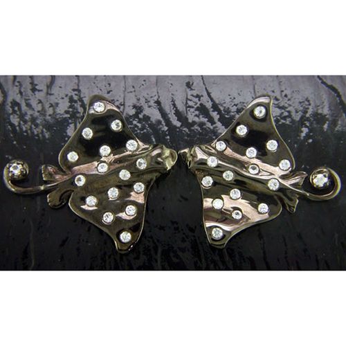 Eagle Ray Earrings with Posts and Nuts - Sterling Silver and 14K Gold  - SD-SGE631P