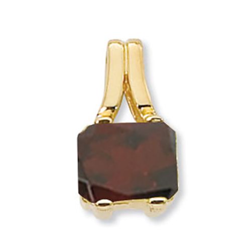 Emerald Cut Garnet Pendant - 14K Yellow Gold