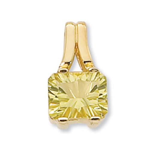 Emerald Cut Oro Verde Pendant - 14K Yellow Gold