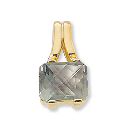 Emerald Cut Praseolite Pendant - 14K Yellow Gold