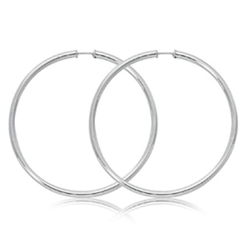 Endless Wire Tube 3 x 50mm Hoop Earrings - Sterling Silver