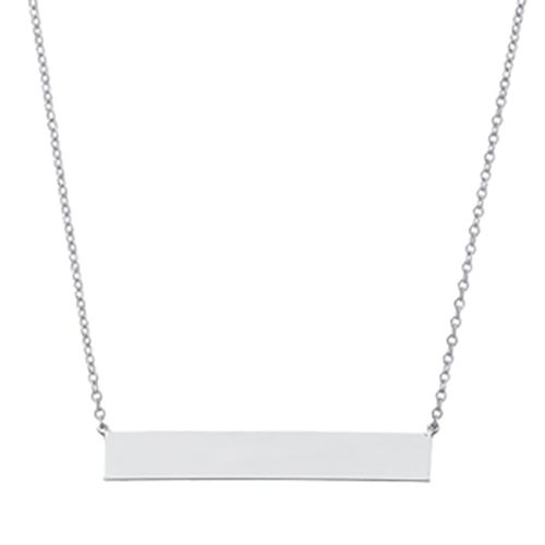 Engravable Bar 16-18 Inch Adjustable Necklace - Sterling Silver
