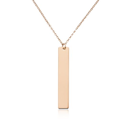 Engravable Bar Adjustable Necklace - 14K Rose Gold