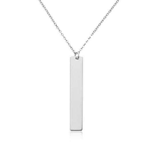Engravable Bar Adjustable Necklace - 14K White Gold