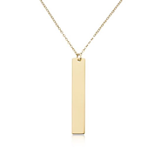 Engravable Bar Adjustable Necklace - 14K Yellow Gold