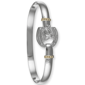 Equestrian 1 Hook Bracelet - Sterling Silver & 14K Gold 6mm 7.5 Inch