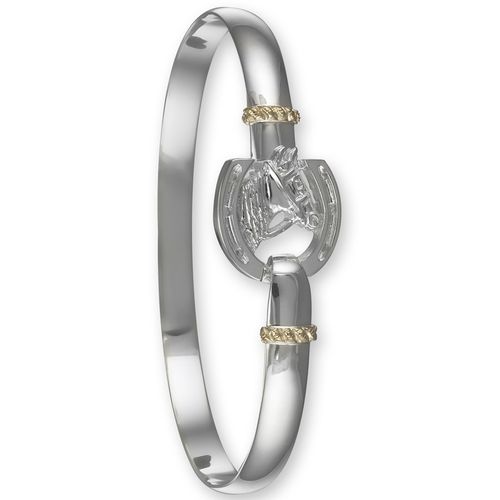 Equestrian 1 Hook Bracelet - Sterling Silver & 14K Gold 6mm 8.5 Inch
