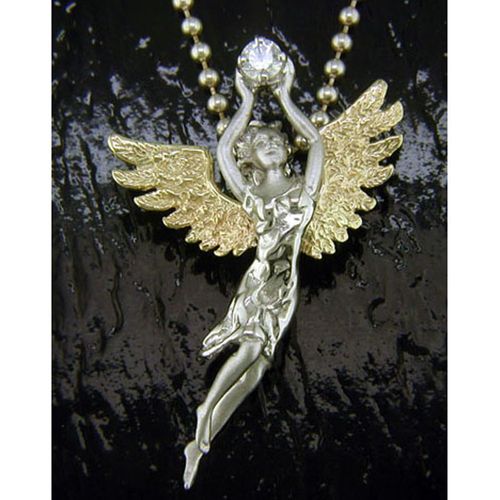Eternal Spirit Angel Pendant - Sterling Silver and 14K Gold  - SD-SGP526