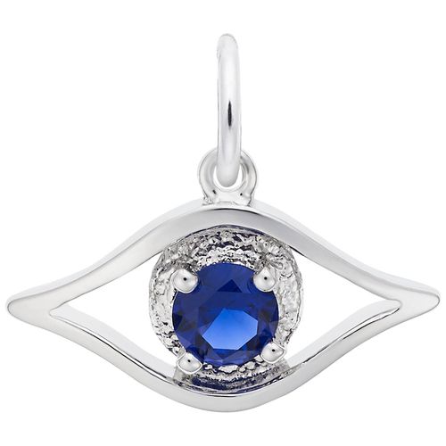 Evil Eye Blue Stone Charm - 14K White Gold - 10-1593-wg
