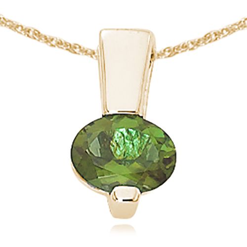 Faceted Oval Peridot Pendant - 14K Yellow Gold